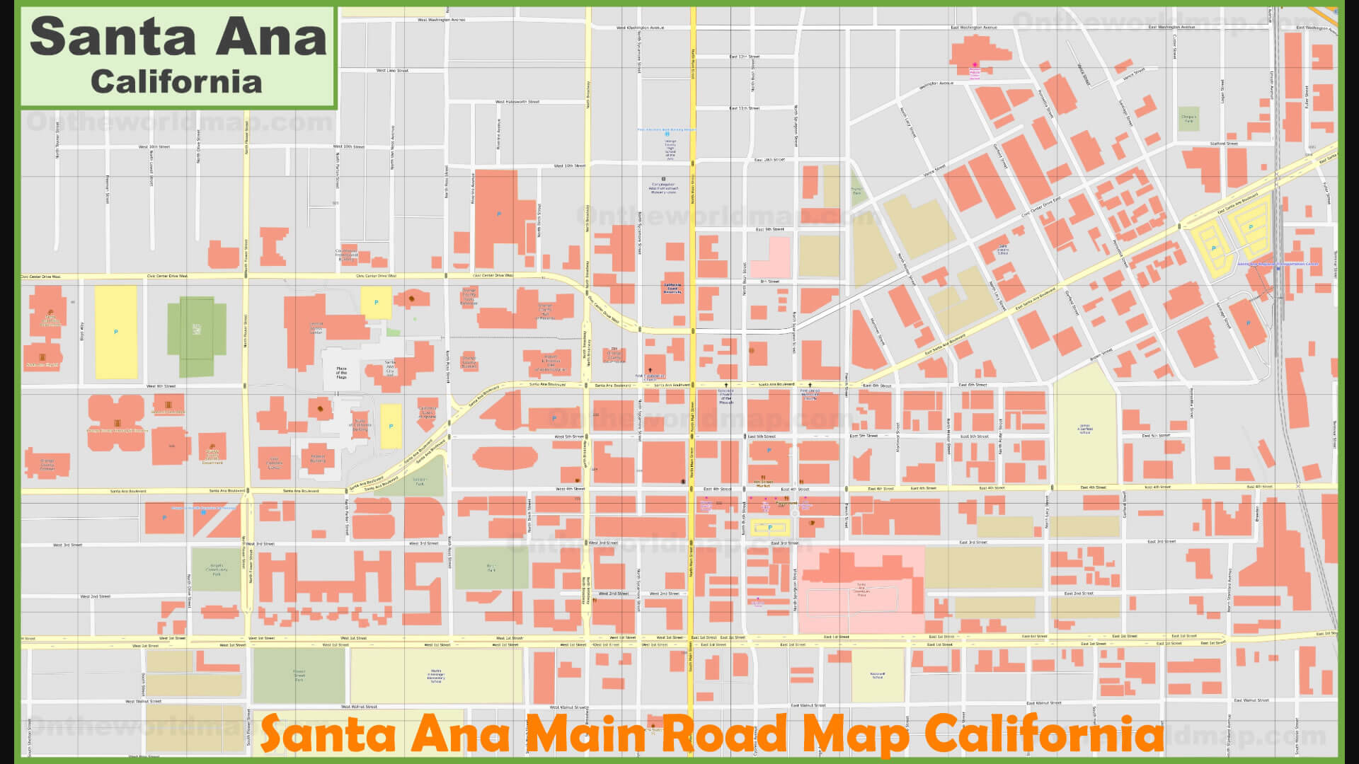 Santa Ana Main Route Carte californie
